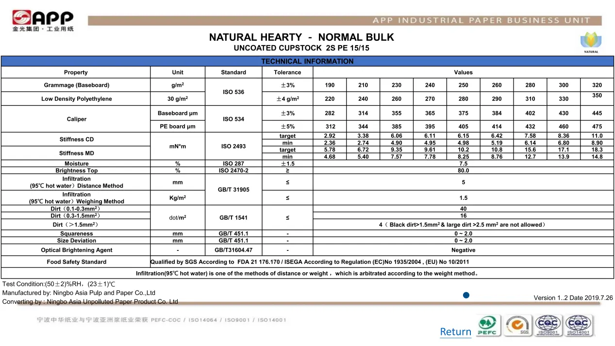 uncoated cupstock paper