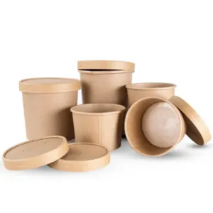 Disposable Rectangle Square Biodegradable Recyclable Takeaway Food Packaging Paper Bowl with Lids